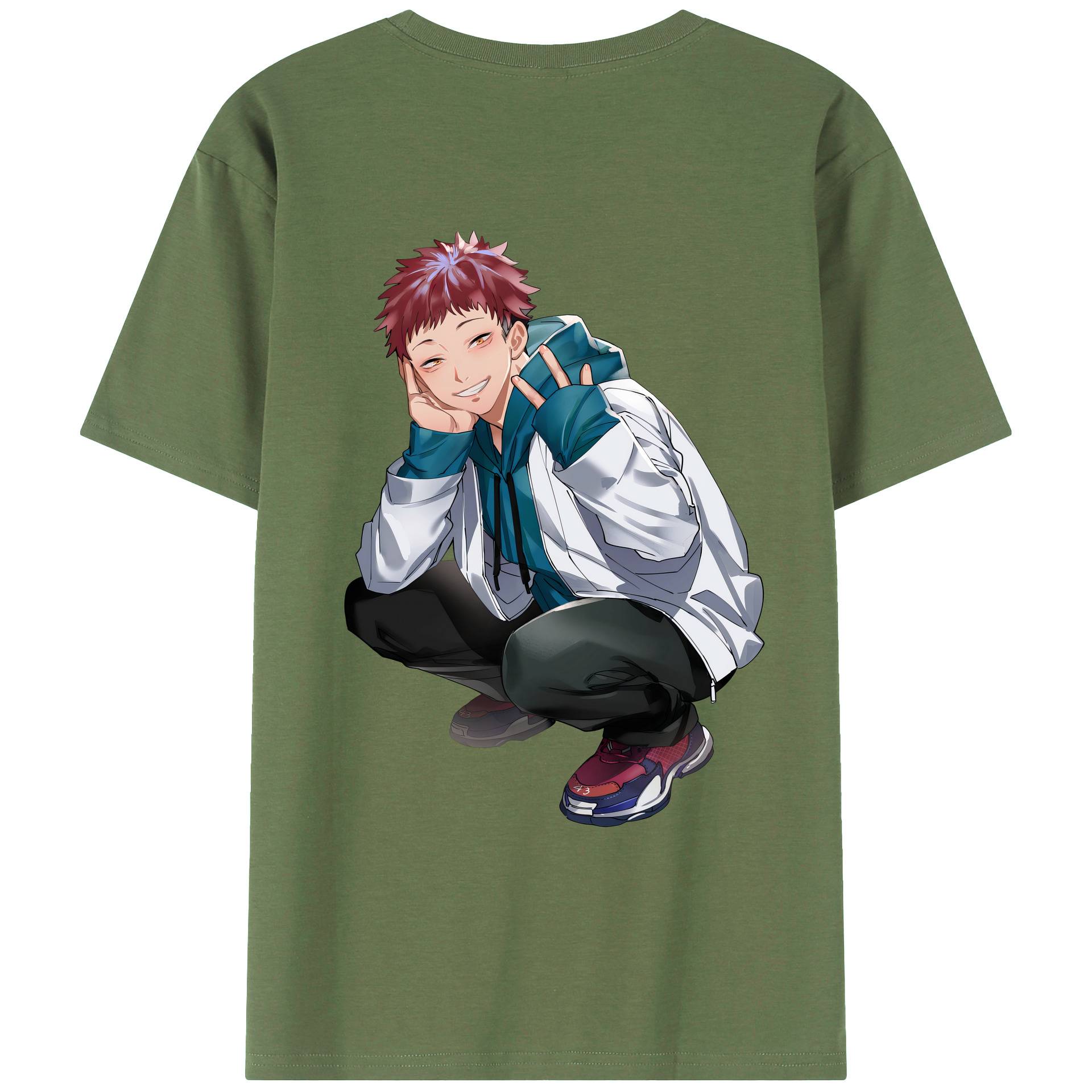 （画像用） 呪術廻戦 Jujutsu Kaisen 綿100％ メンズ半袖Tシャツ（バックプリント） 通気性